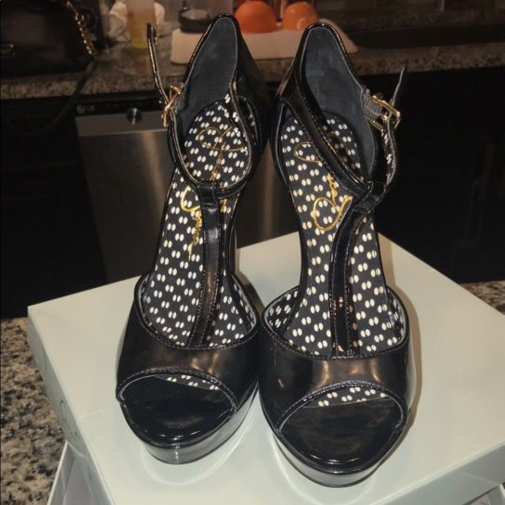 Jessica Simpson black open toe heels